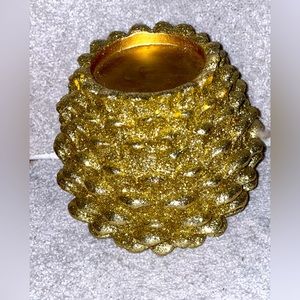Gold pinecone candle holder Christmas decor